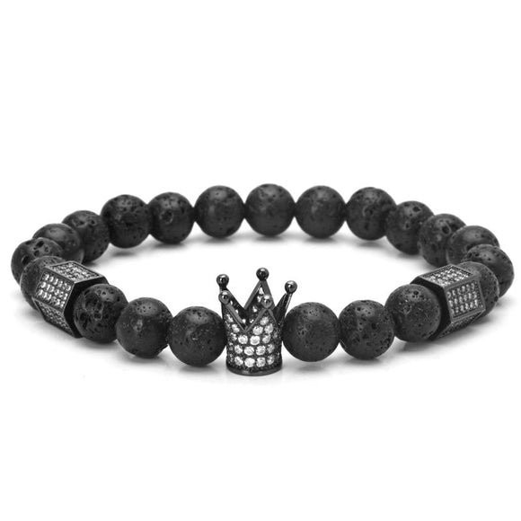 Yayo Kingpin Matte Onyx Rhinestone Paved Crown Bracelet - Zodeys