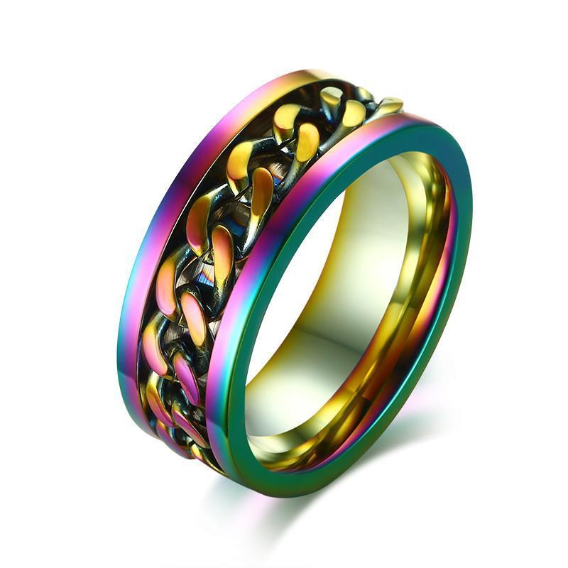 Max B Wavey Rainbow Chain Ring - Zodeys
