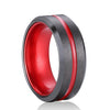 Red Inlay Bevel Edge Matte Center Black Ceramic Band