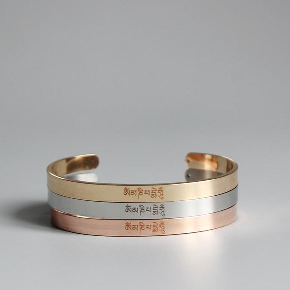 Handmade Stainless Steel Tibetan Buddhist Spiritual Bangle - Zodeys