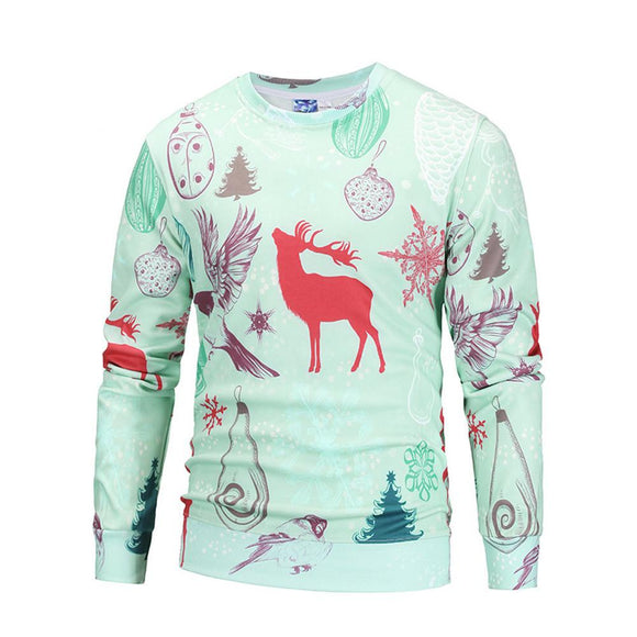 Men's Autumn Printed Deer Long Sleeve Sweatshirt - Zodeys