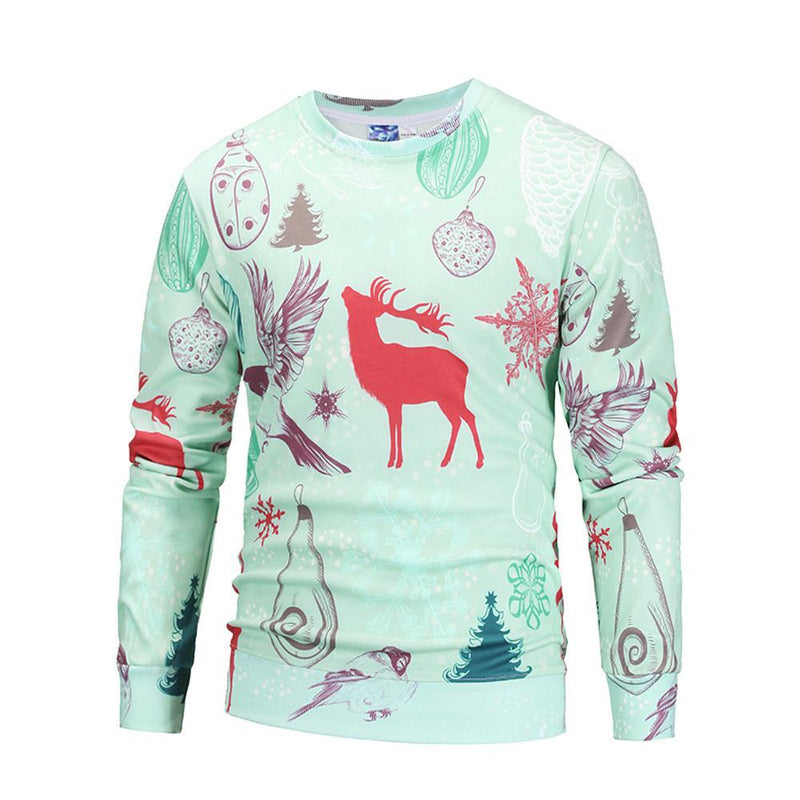 Men's Autumn Printed Deer Long Sleeve Sweatshirt - Zodeys