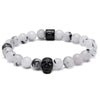 Goshenite Vanilla Haze Beaded Skull Bracelet - Zodeys