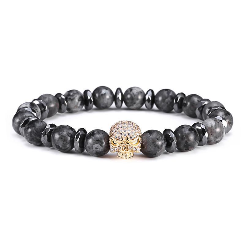 Machiavelli Grey Jasper Stone Micro Paved Bracelet - Zodeys
