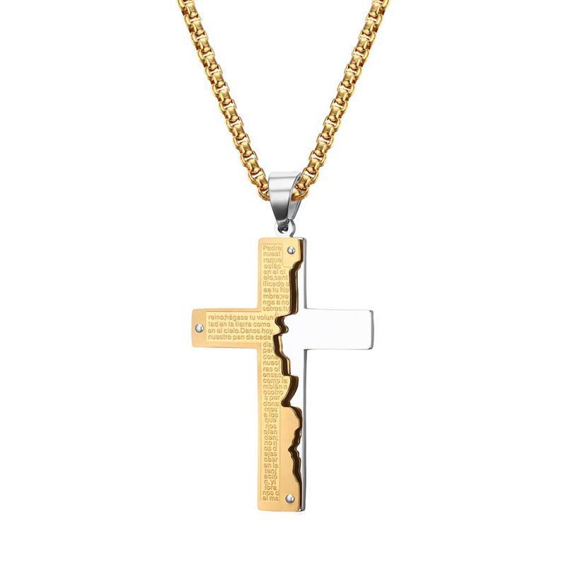 Jagged Edge Double Cross Bible Prayer Necklace - Zodeys
