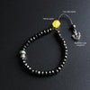 Black Stone & White Copper Om Mani Padme Hum Charm Bracelet - Zodeys