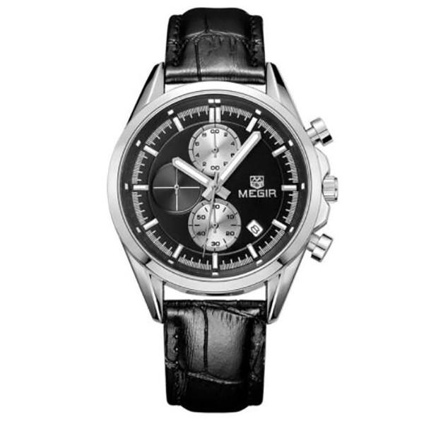 Men's Chronograph Leather Quartz Watch - Zodeys