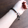 Faced Black Agate Stone White Copper Mantra Bracelet - Zodeys