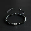 Faced Black Agate Stone White Copper Mantra Bracelet - Zodeys