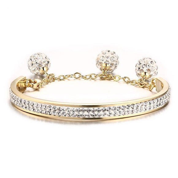 Women's Rhinestone Paved Gold Cuff Bangle Bracelet - Zodeys