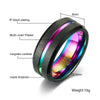 Black Brushed Rainbow Grooved Tungsten Carbide Ring - Zodeys