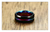 Black Brushed Rainbow Grooved Tungsten Carbide Ring - Zodeys