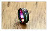 Black Brushed Rainbow Grooved Tungsten Carbide Ring - Zodeys