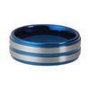 Grooved & Brushed Finish Chill Blue Tungsten Band - Zodeys