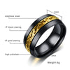 Onyx Black Faceted Gold Throne Steel Ring