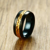 Onyx Black Faceted Gold Throne Steel Ring
