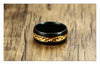 Onyx Black Faceted Gold Throne Steel Ring