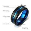 Blue Carbon Fiber Grooved Matte Finished Tungsten Ring - Zodeys