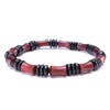 Red Bamboo Wood Beaded Stretch Bracelet