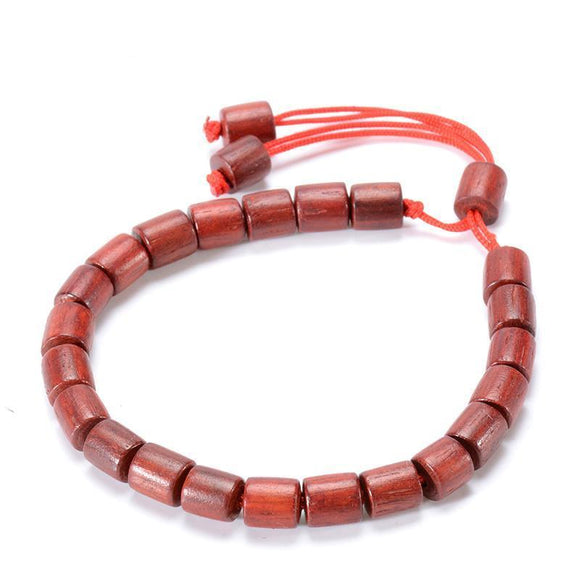 Handmade Red Sandalwood Beads Adjustable Mala Rope Bracelet - Zodeys