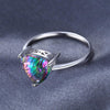 Triangle Concave Cut Rainbow Fire Mystic Topaz Silver Ring - Zodeys