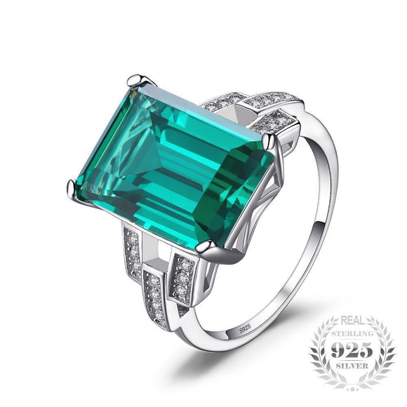 5.9ct Sterling Silver Emerald Cocktail Ring - Zodeys
