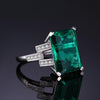 5.9ct Sterling Silver Emerald Cocktail Ring - Zodeys