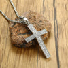 Sterling Rhinestone Stainless Steel Cross Necklace