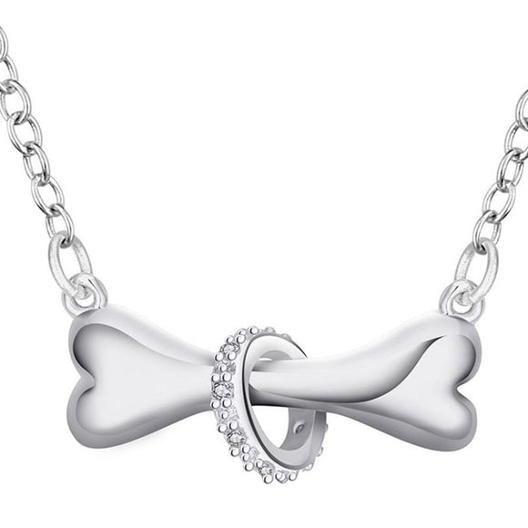 Silver Paw & Dog Bone Pendant Necklace