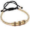 Triple Double Rose Gold Rhinestone Macrame Bracelet - Zodeys