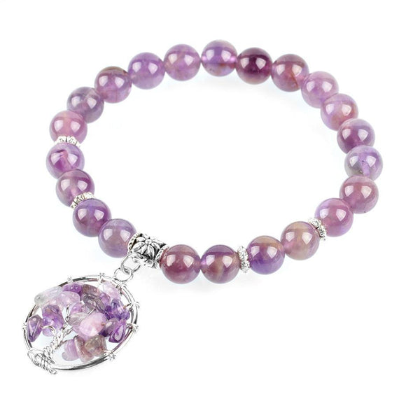 Reiki Sahasrara Tree of Life Amethyst Bracelet