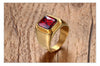 Squared Adelaide Ruby Polished Gold Ring
