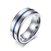 Thin Aqua Groove Stainless Steel Ring - Zodeys