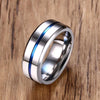Thin Aqua Groove Stainless Steel Ring - Zodeys