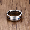 Thin Aqua Groove Stainless Steel Ring - Zodeys