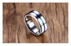 Thin Aqua Groove Stainless Steel Ring - Zodeys