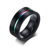 Raver's Rainbow Groove Matte Finished Stainless Steel Ring