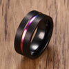 Raver's Rainbow Groove Matte Finished Stainless Steel Ring