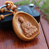 Carved Rosewood Lucky Buddha Key Chain - Zodeys