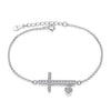 925 Sterling Silver Sideways Cross Bracelet - Zodeys