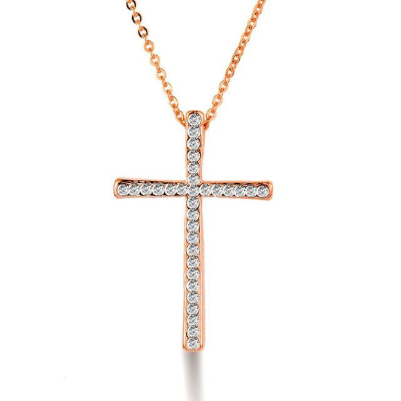 Rhinestone Cross Pendant Chain Necklace