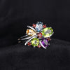 Peruvian Flower 3.1ct Amethyst & Garnet Topaz Silver Ring - Zodeys