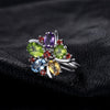 Peruvian Flower 3.1ct Amethyst & Garnet Topaz Silver Ring - Zodeys