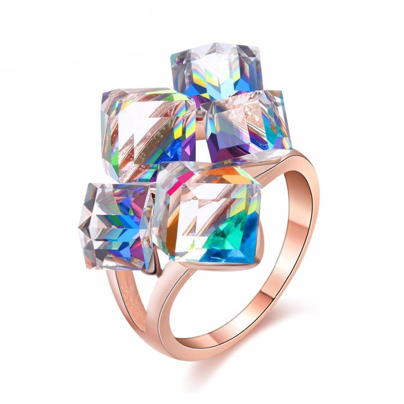 Arctic Roses Rose Gold Crystal Ring - Zodeys