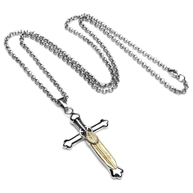 Corleone Goro Feather Cross Necklace - Zodeys