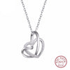 925 Sterling Silver Two Heart Pendant & Chain - Zodeys