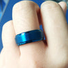 Brushed Center Polished Edges Pacific Blue Tungsten Carbide Ring - Zodeys
