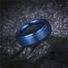 Brushed Center Polished Edges Pacific Blue Tungsten Carbide Ring - Zodeys