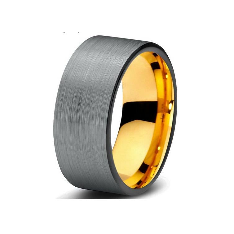 Brushed Silver Gold Tungsten Carbide Ring - Zodeys