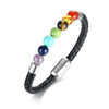 Genuine Leather Magnetic Clasp Chakra Bracelet - Zodeys
